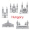 Hungary famous architecture vector landmark icons