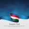 Hungary flag background. Hungarian flag wavy ribbon on blue white background. National patriotic poster. Vector tricolor brochure