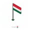 Hungary Flag on Flagpole in Isometric dimension