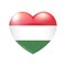 Hungary flag in heart. Love symbol. Vector Hungarian country icon isolated eps10