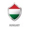 Hungary flag on metal shiny shield illustration.