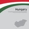 Hungary flag, mosaic map on white background. Wavy ribbon with the hungarian flag. Vector flat banner design, hungary national