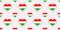Hungary flag seamless pattern. Vector Hungarian flags stikers. Love hearts symbols. background for languages courses, sports pages