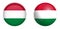 Hungary flag under 3d dome button and on glossy sphere / ball