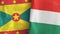 Hungary and Grenada two flags textile cloth 3D rendering