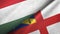 Hungary and Herm two flags textile cloth, fabric texture