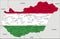 Hungary highly detailed political map with national flag isolated on white background.