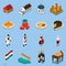 Hungary Isometric Touristic Icons Set