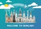 Hungary Landmark Global Travel And Journey paper background. Vector Design Template.used for your advertisement, book, banner, te