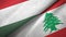 Hungary and Lebanon two flags textile cloth, fabric texture