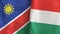 Hungary and Namibia two flags textile cloth 3D rendering