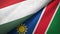 Hungary and Namibia two flags textile cloth, fabric texture