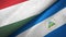 Hungary and Nicaragua two flags textile cloth, fabric texture