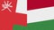 Hungary and Oman Two Half Flags Together