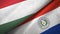 Hungary and Paraguay two flags textile cloth, fabric texture