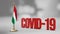 Hungary realistic 3D flag and Covid-19 illustration.