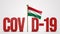 Hungary realistic 3D flag and Covid-19 illustration.