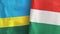 Hungary and Rwanda two flags textile cloth 3D rendering