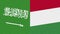 Hungary and Saudi Arabia Flags Together Fabric Texture Illustration