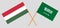 Hungary and Saudi Arabia. The Hungarian and KSA flags. Official proportion. Correct colors. Vector