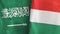 Hungary and Saudi Arabia two flags textile cloth 3D rendering