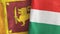 Hungary and Sri Lanka two flags textile cloth 3D rendering