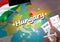 Hungary travel concept map background with planes, tickets. Visit Hungary travel and tourism destination concept. Hungary flag on