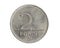 Hungary two forints coin on white isolated background