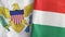 Hungary and Virgin Islands United States two flags textile cloth 3D rendering