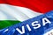 Hungary visa document close up. Passport visa on Hungary flag. Hungary visitor visa in passport,3D rendering. Hungary multi