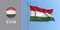 Hungary waving flag on flagpole and round icon vector illustration