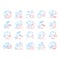 Hunger and food security gradient linear vector icons set