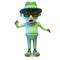 Hungover undead zombie monster wearing sunglasses and trilby hat, 3d illustration