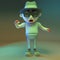 Hungover zombie monster wearing dark glasses and a trilby hat, 3d illustration