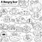 A Hungry Bear black and white labyrinth game for kids