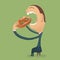 Hungry businessman eating a sandwich