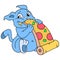A hungry cat eating a giant pizza. doodle icon image kawaii