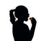 a hungry girl eating food  silhouette vector