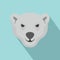 Hungry head of polar bear icon, flat style