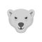 Hungry head of polar bear icon, flat style