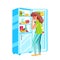 Hungry Woman Looking At Food In Fridge Vector