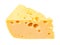 Hunk of yellow semi-hard swiss cheese isolated