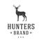 Hunter brand with majestic horned deer vector logo. Desired loot stylized silhouette in retro vintage style.