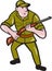 Hunter Carrying Rifle Cartoon