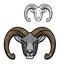 Hunter club mascot icon, wild mouflon sheep animal