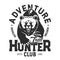 Hunter club t-shirt print, wild grizzly bear