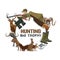 Hunter, hunting guns and rifles, dog and animals