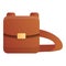 Hunter leather bag icon, cartoon style