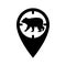 For a hunter, a mark on the map in the form of an optical sight with a silhouette of a bear. GPS tag, places for hunting