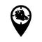 For a hunter, a mark on the map in the form of an optical sight with a silhouette of a boar. GPS tag, places for hunting